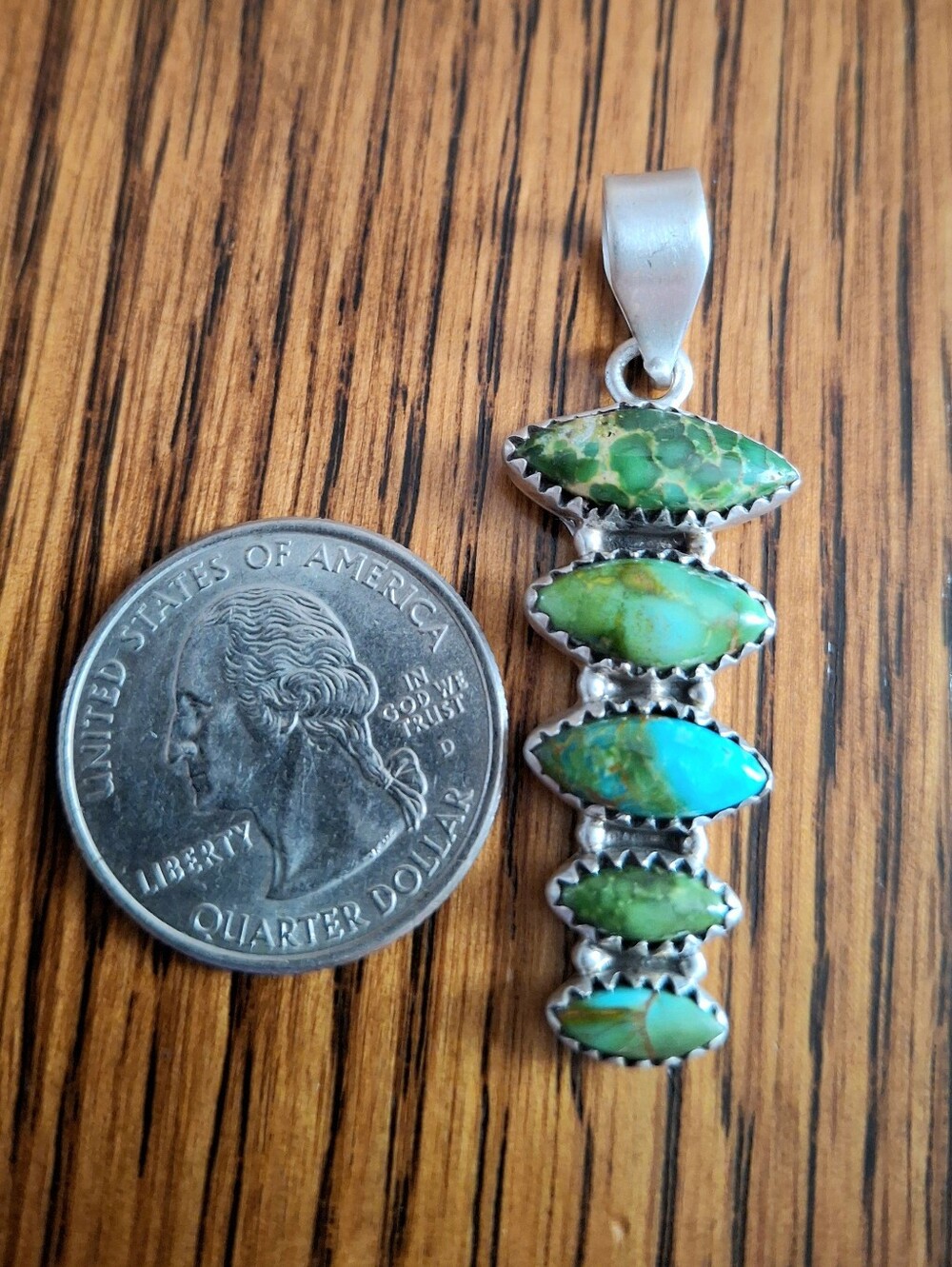 Sonoran Gold Turquoise On Sterling Silver Pendant - Picture 4 of 5